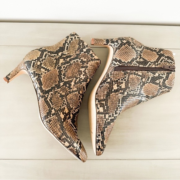 H&M Brown Snakeskin Kitten Heel Booties sz 38 - Picture 8 of 10
